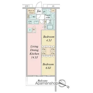 ブランシエスタ目黒中央町【4階】の間取り