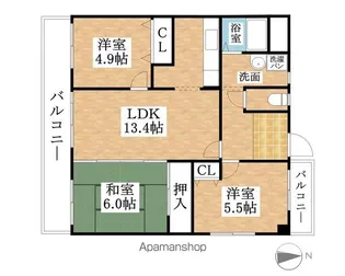 クオーレ佐千原【401号室号室】の間取り