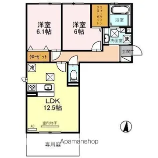 メゾンシャトー神照【103号室】の間取り