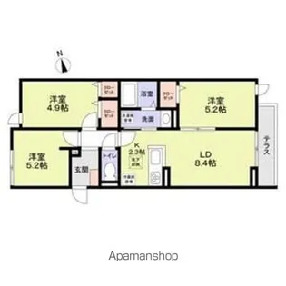 セレスティア西ヶ原【1階】の間取り