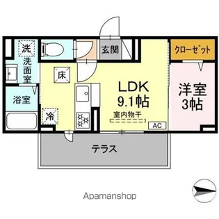 DーROOM中楯B B棟【1階】の間取り