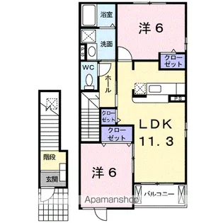 ハートヒルズ A【2階】の間取り