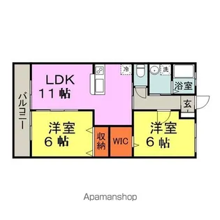 グリシーヌ二日市【101号室】の間取り