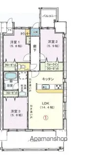 永田祝谷ビル【601号室】の間取り