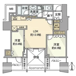 プラウドタワー名駅【12階】の間取り