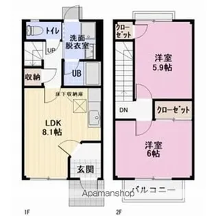 長野県塩尻市大字塩尻町【テラスハウス】の間取り