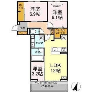 リシェスみのり台 A・B・C B棟【2階】の間取り