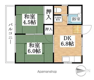 グリーンコーポ春明北【1B号室】の間取り