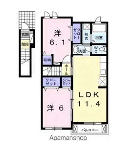 ウエスト グリーン【2階】の間取り