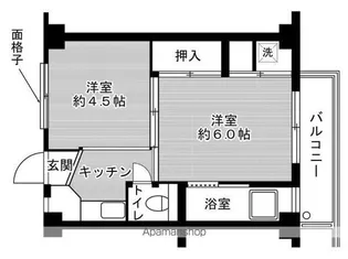 ビレッジハウス旭1号棟【409号室】の間取り