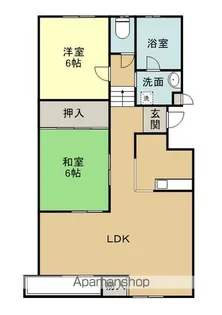 アークフラッツホウゲツ【106号室】の間取り