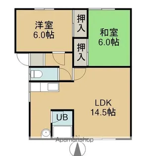 ハイホーム中村【2F左号室】の間取り