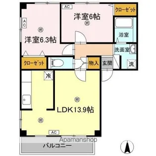 パインズコート新居 E棟【2階】の間取り