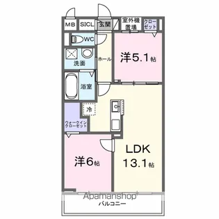 クルタ ラプシ【3階】の間取り
