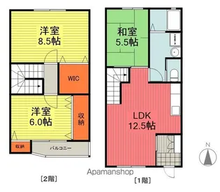 ブリックヒルズメゾネット【102号室】の間取り