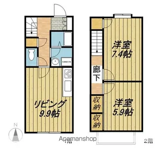 長野県上伊那郡箕輪町大字中箕輪【テラスハウス】の間取り