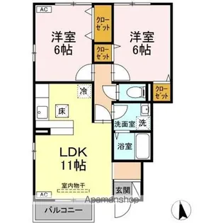 グランディフローラ【1階】の間取り