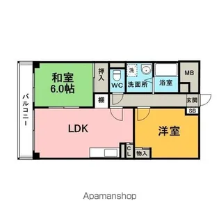 マイナミハイツⅡ【1階】の間取り