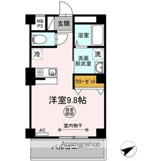 フラッツ市名坂【1階】の間取り