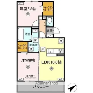 WM新八代 B棟【1階】の間取り