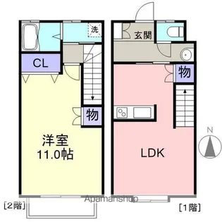 福島県福島市鳥谷野字芝切【アパート】の間取り