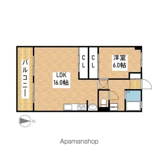 1LDKの間取り画像