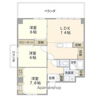 サンビセンテ佐真下【303号室】の間取り