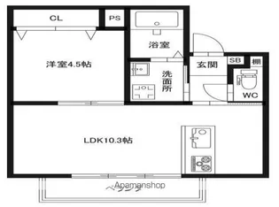 ピースリベルタ応神古川【3階】の間取り