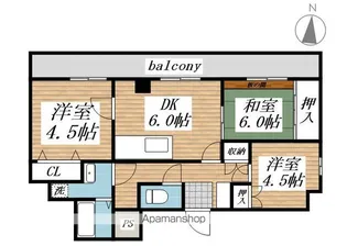 プレアール割子川【3階】の間取り