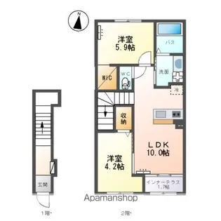 パーチェミノクラ(PACE MINOKURA)【2階】の間取り