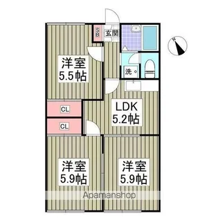 グランハイム稲葉A【1階】の間取り