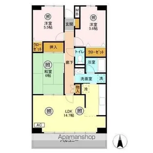 ルーチェ緑が丘 B【1階】の間取り