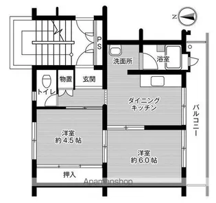 ビレッジハウス広江5号棟【4階】の間取り
