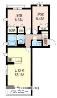 アミコート大瀬【203号室】の間取り