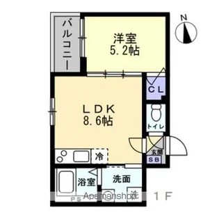 アシェント岡山医大前【3階】の間取り