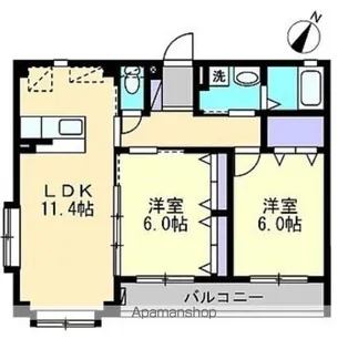 2LDKの間取り画像
