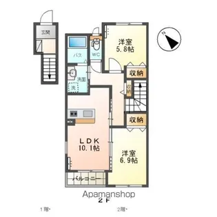 ボン・リヴィエール【2階】の間取り