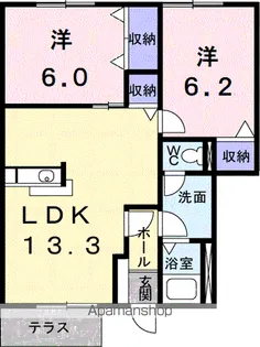 ミレニアムコ−ポ早田A【1階】の間取り