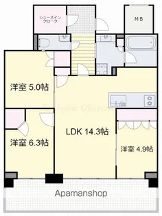 ライオンズタワー岡山千日前【20階】の間取り