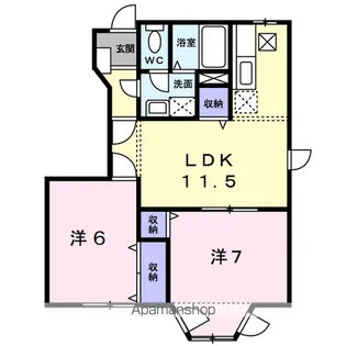 カルムメゾン姫子B【1階】の間取り