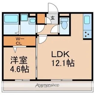 クレアシオン弁天【3階】の間取り