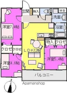 プランタン柚須【401号室】の間取り