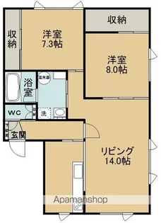 北海道網走市駒場北2丁目【アパート】の間取り