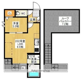 GRANDTIC COCON FUNAIRIMINAMI(仮称江【202号室号室】の間取り