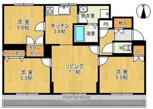 オム301【3A号室】の間取り