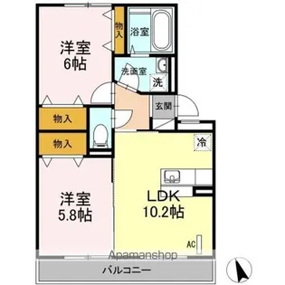 ウィンザー大槻 B【2階】の間取り