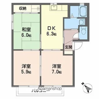 サンパティーク ロジュマン Ⅱ【1階】の間取り