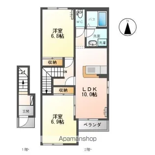 プレジールA【206号室】の間取り