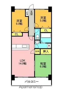 グランディール矢三C【3階】の間取り
