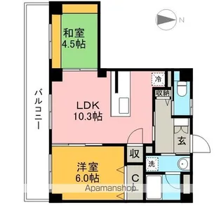 サンカーン トゥ【2階】の間取り